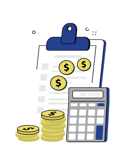 calculator clipboard coins